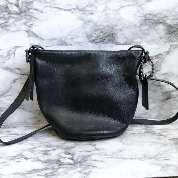 Coach Black Leather Crossbody Mini Bucket Bag